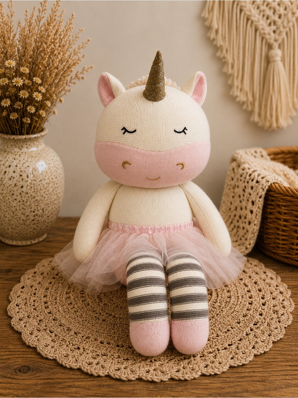 Hug‎ Fun Unicorn Knitted Large Plush Stuffed Animal Toy